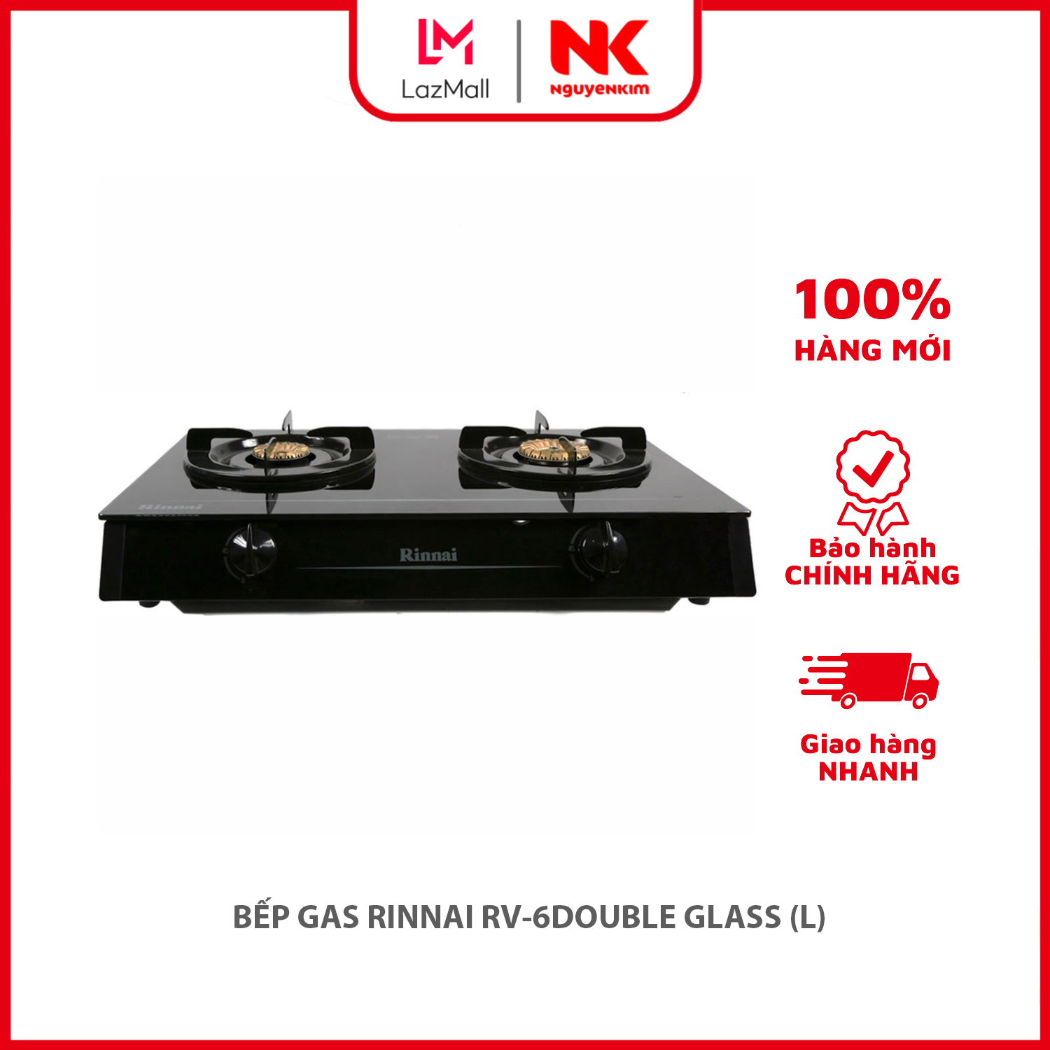 Bếp gas rinnai rv-6double glass