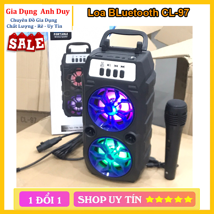 Loa Karaoke Bluetooth Mini CL-97 Tặng Kèm Mic Cầm Tay HÀNG CHÍNH HÃNG Chất Lượng Cao - BẢO HÀNH 12 THÁNG