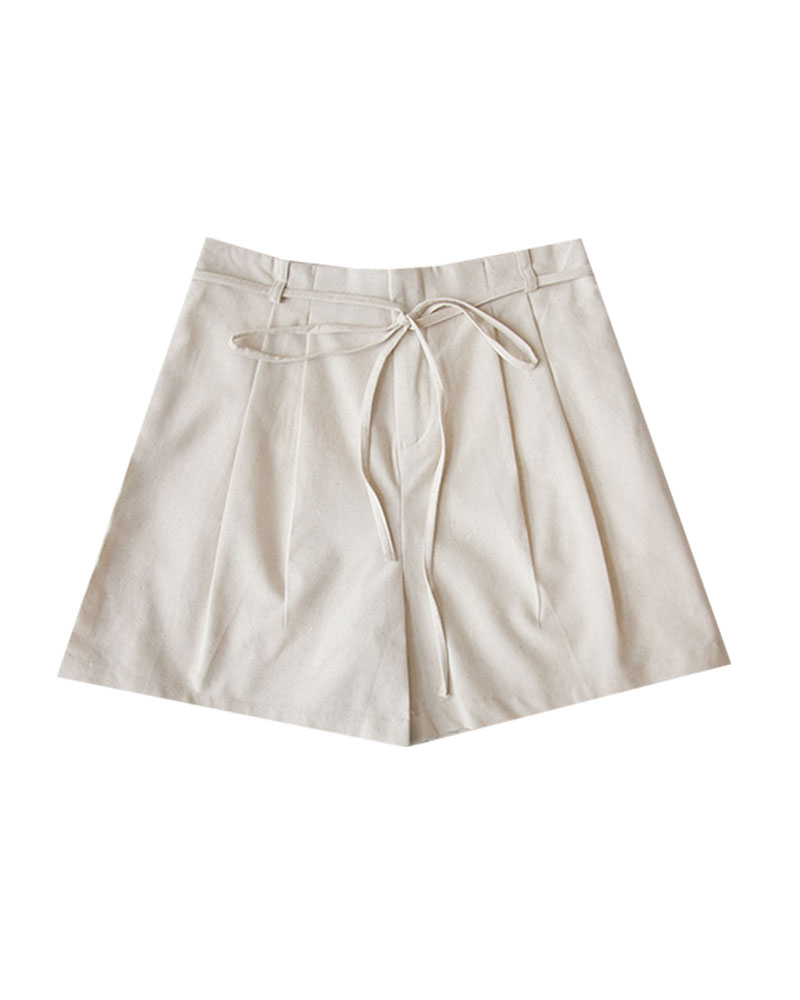 Quần short nữ SSSTUTTER chất linen thoáng mát đai thắt nơ self-tie shorts