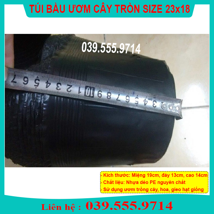 1KG TÚI BẦU ĐEN TRÒN TRỒNG CÂY SIZE 23X18