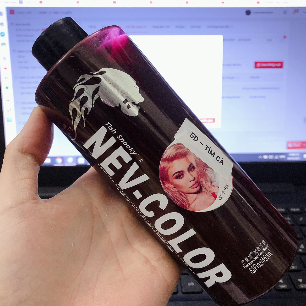 Thuốc nhuộm tóc phủ bóng màu Tím cà 5D Nev-Color 450ml
