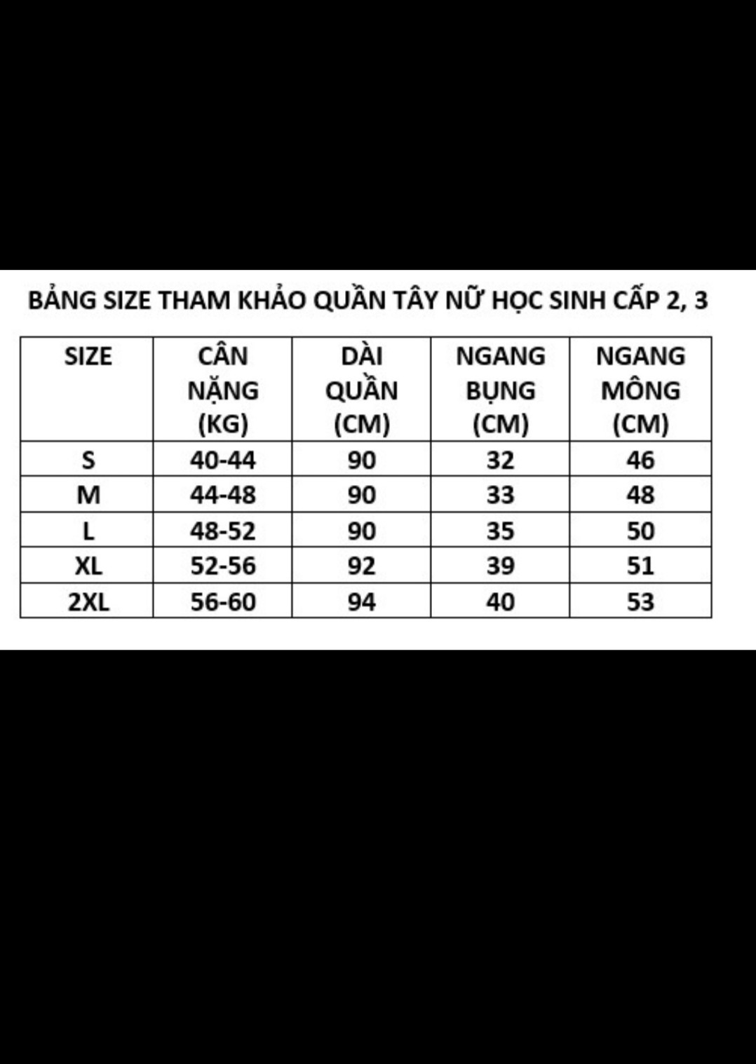 Quần tây legging đen học sinh nữ cấp 2,3