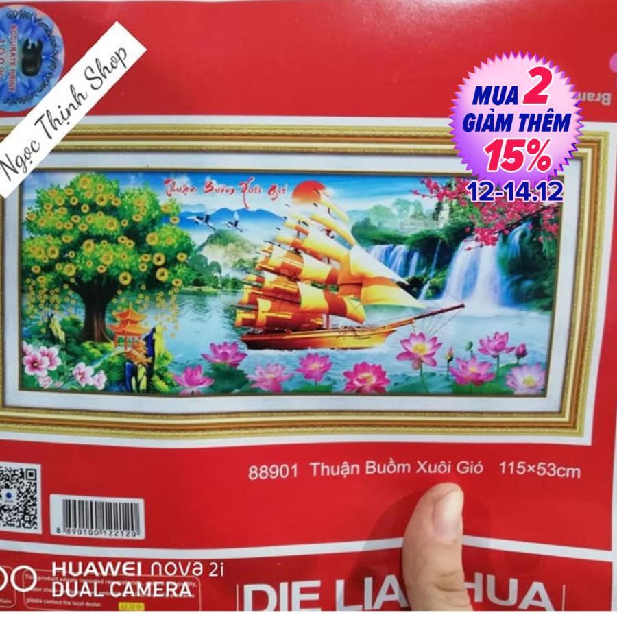 Tranh thêu chữ thập thuận buồm xuôi gió 5d -DLH-88901-KT 115x53cm