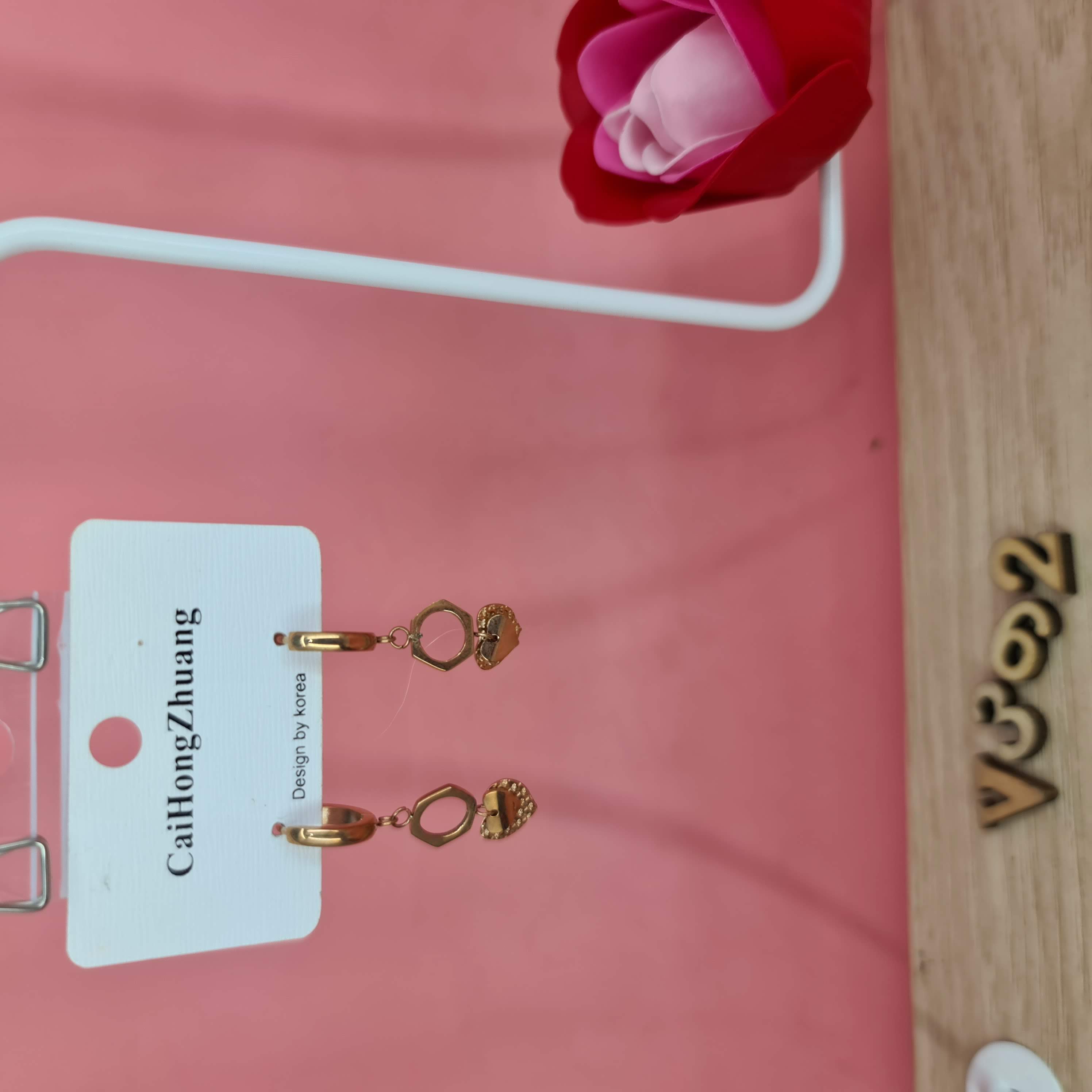 Bông tai tim nhỏ xinh phong cách Hàn Quốc - LB001 + B1293