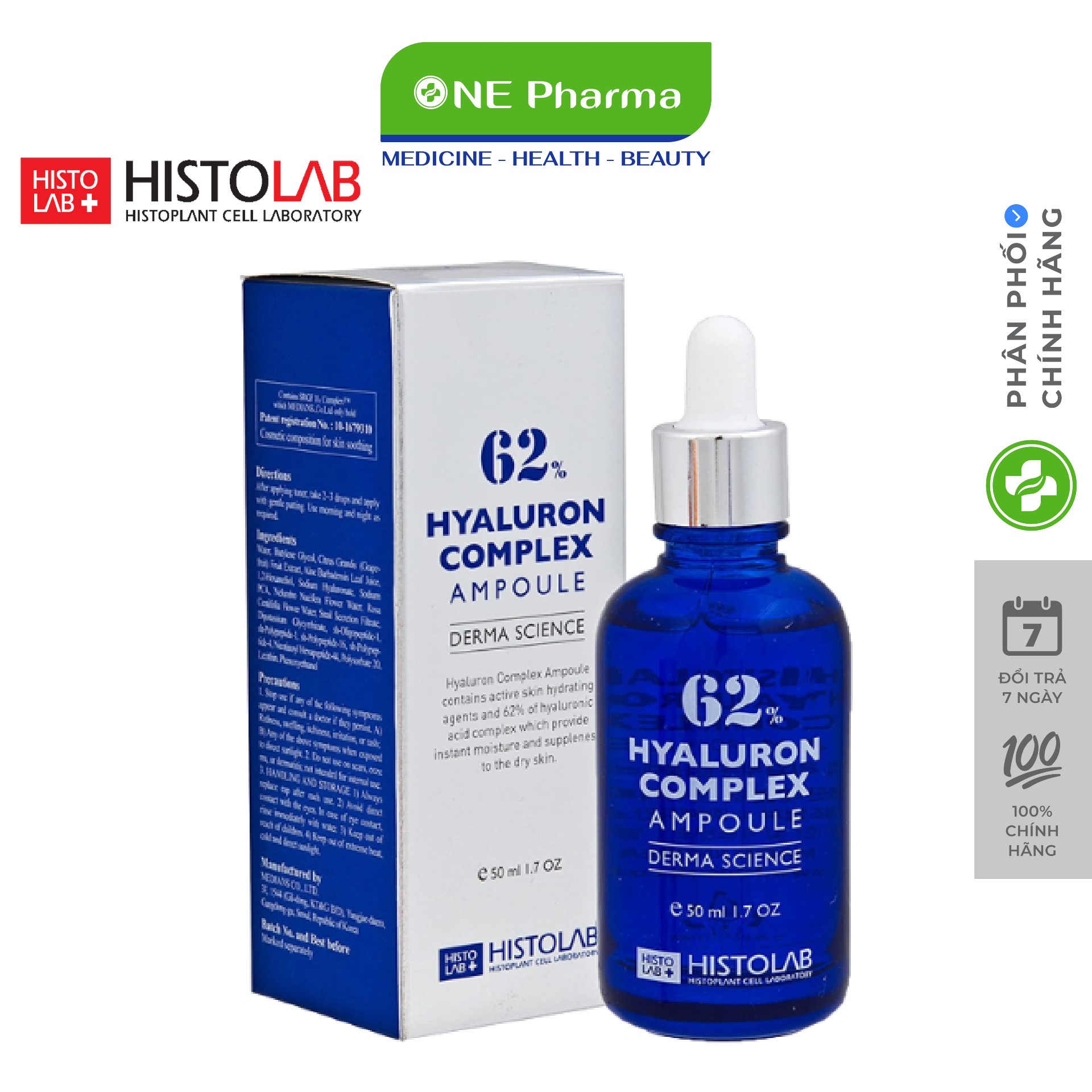 Tinh Chất Histolab 62% Hyaluron Complex Cấp Ẩm, Phục Hồi Da - 50ml