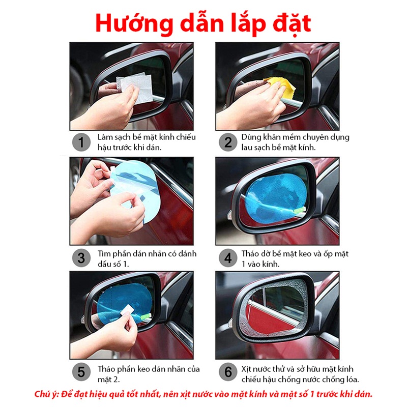 Miếng dán chống nước mưa gương xe 100x145mm