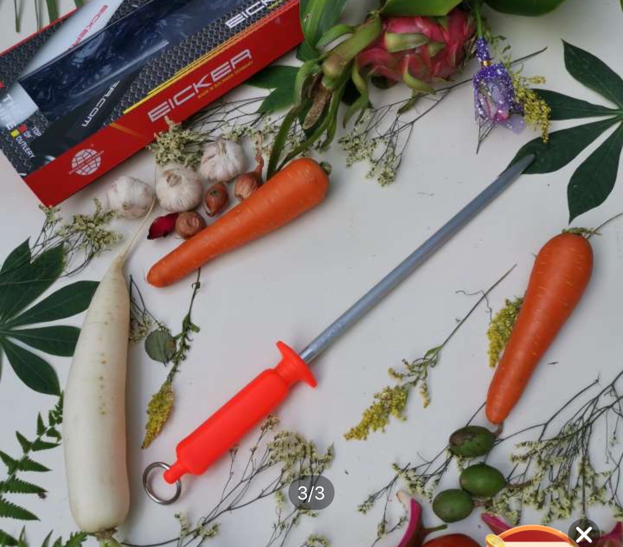 Liếc mài dao 4690325 EICKER Đức (25cm), mặt nhám, màu vàng