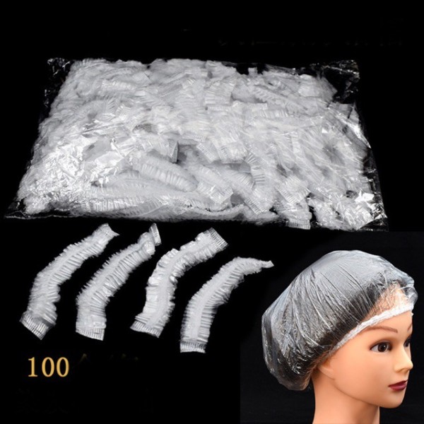 Túi 100 mũ nilon bao trùm tóc khi tắm hoặc ủ tóc chất liệu gọn nhẹ, thiết kế sẵn chun nên sử dụng rất dễ dàng cao cấp