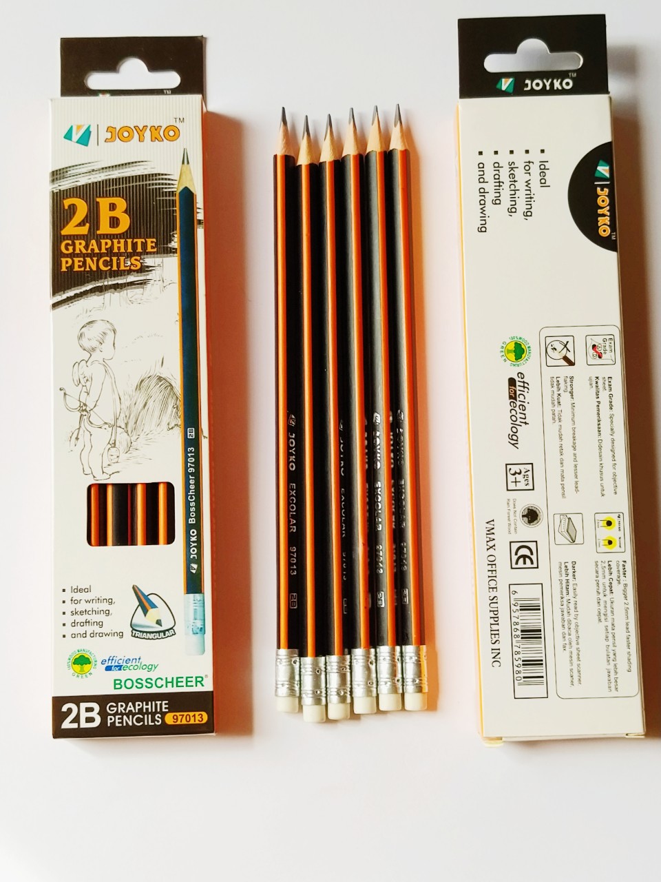 [HCM]BÚT CHÌ 2B JOYKO 97013 -Hộp 12 cây sọc cam thân tam giác