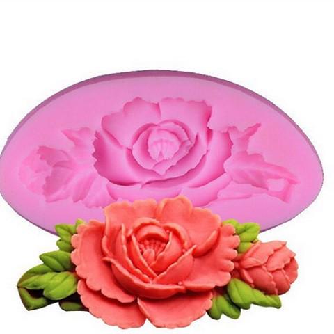 Khuôn silicon làm rau câu 4d hoa nổi 4d mẫu hoa hồng nụ lá