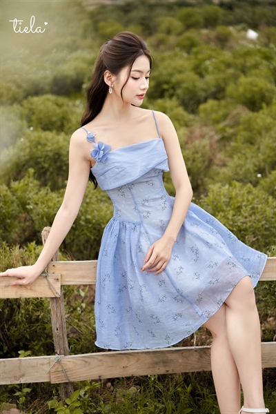 TIELA Đầm váy hoa ngắn kết hoa vai-Daria Dress