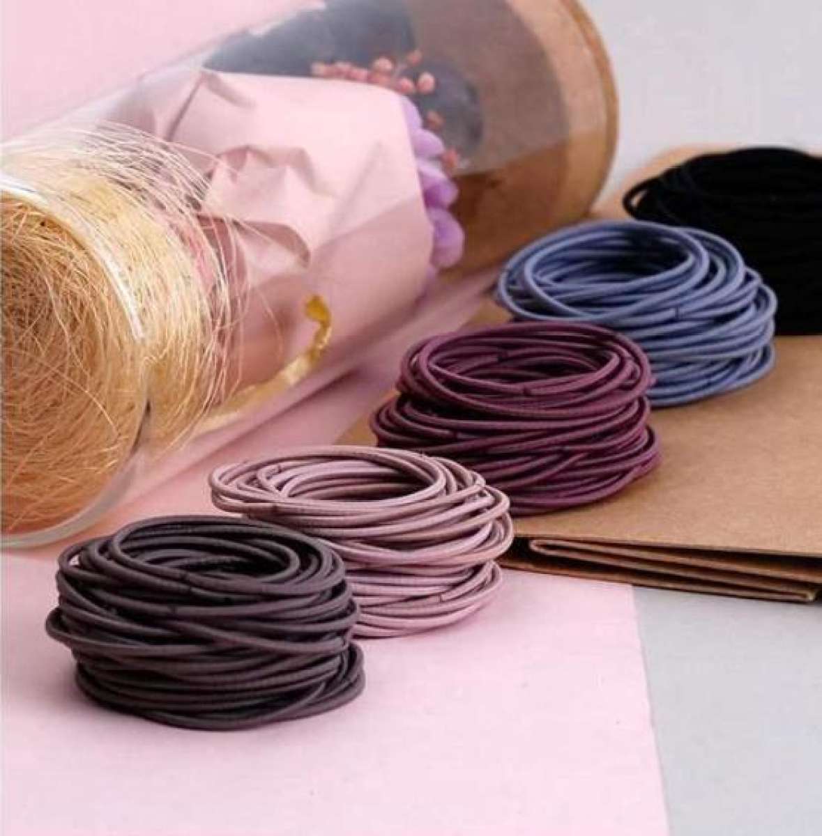 (Combo 100),  Dây thun buộc tóc, Set 100 dây thun buộc tóc ,  dây cột tóc, thun buộc tóc,Túi Cột tóc, buộc tóc chun scrunchies siêu bự tiện lợi, xinh sắn