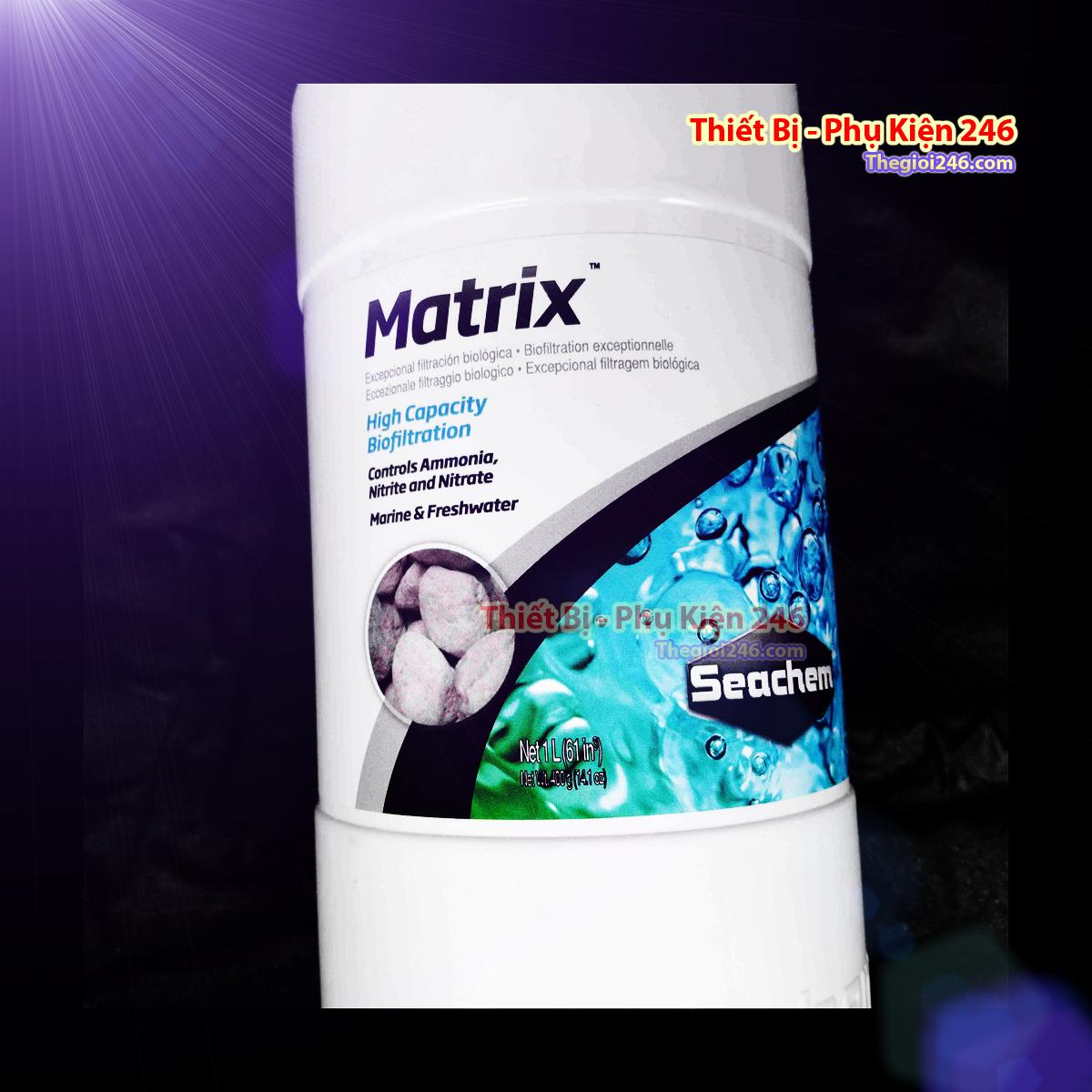 Seachem Matrix lọc nước hồ cá ( Vật lieu lọc cao cấp . Khử Ammonia , Nitrite và Nitrate ) thùng 1L