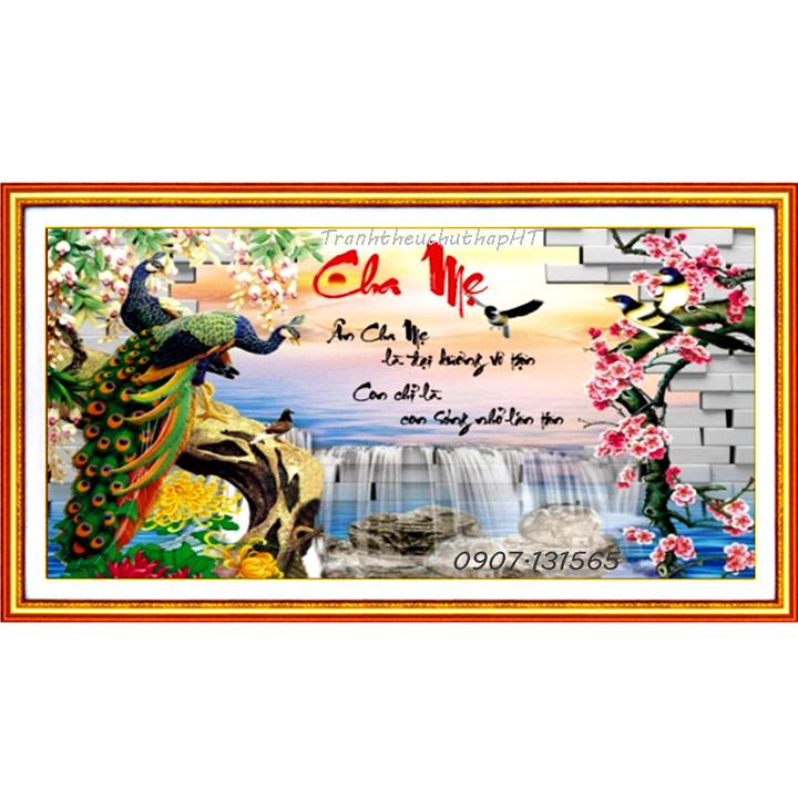 [HCM]Tranh đính đá Cha mẹ LV369 - tự đính