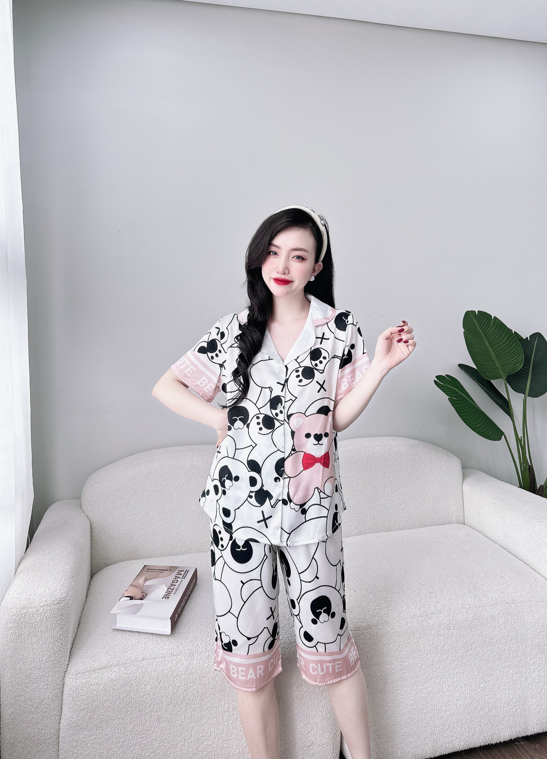 Bộ lửng lụa tay ngắn nhiều họa tiết dễ thương