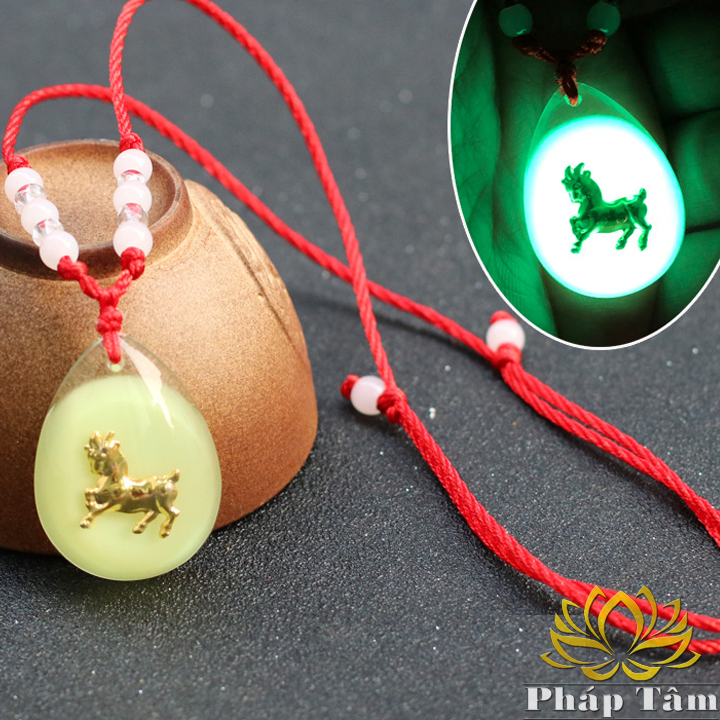 [SIÊU SALE+FREESHIP MAX 15K]Mặt Dây Chuyền Phong Thủy Dạ Quang 12 Con Giáp Dát Vàng
