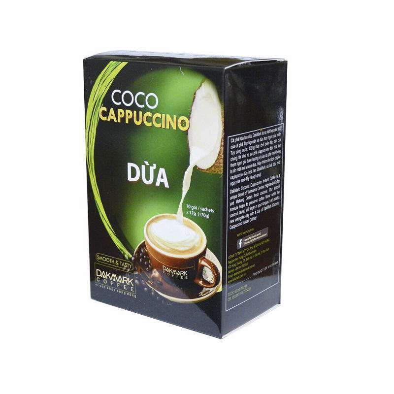 Cà phê Cappuccino Dừa hòa tan DakMark - (10gói x 17g)