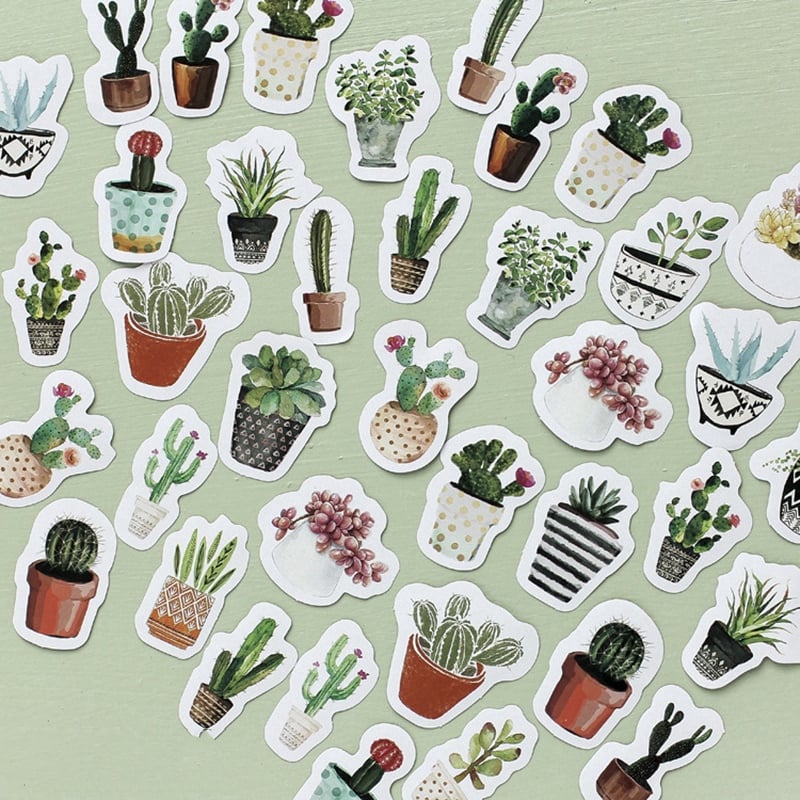 Hộp 45 Sticker Dán Chậu Hoa Vuông