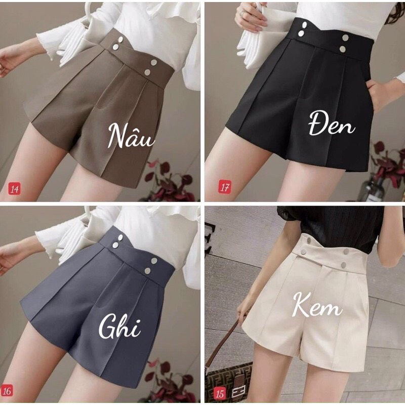 Quần Short Lưng Cao 4 Cúc Cạp Chéo