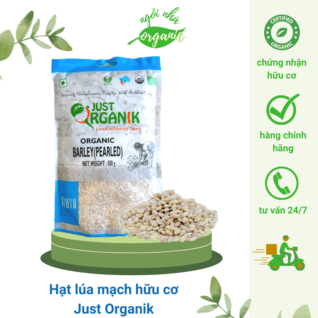 Hạt lúa mạch ngọc trai hữu cơ Just Organik 500g Pearl Barley