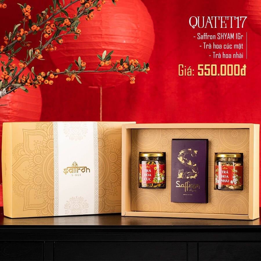 Set quà gồm Saffron Shyam 1gr+trà hoa cúc (hoặc nhài)