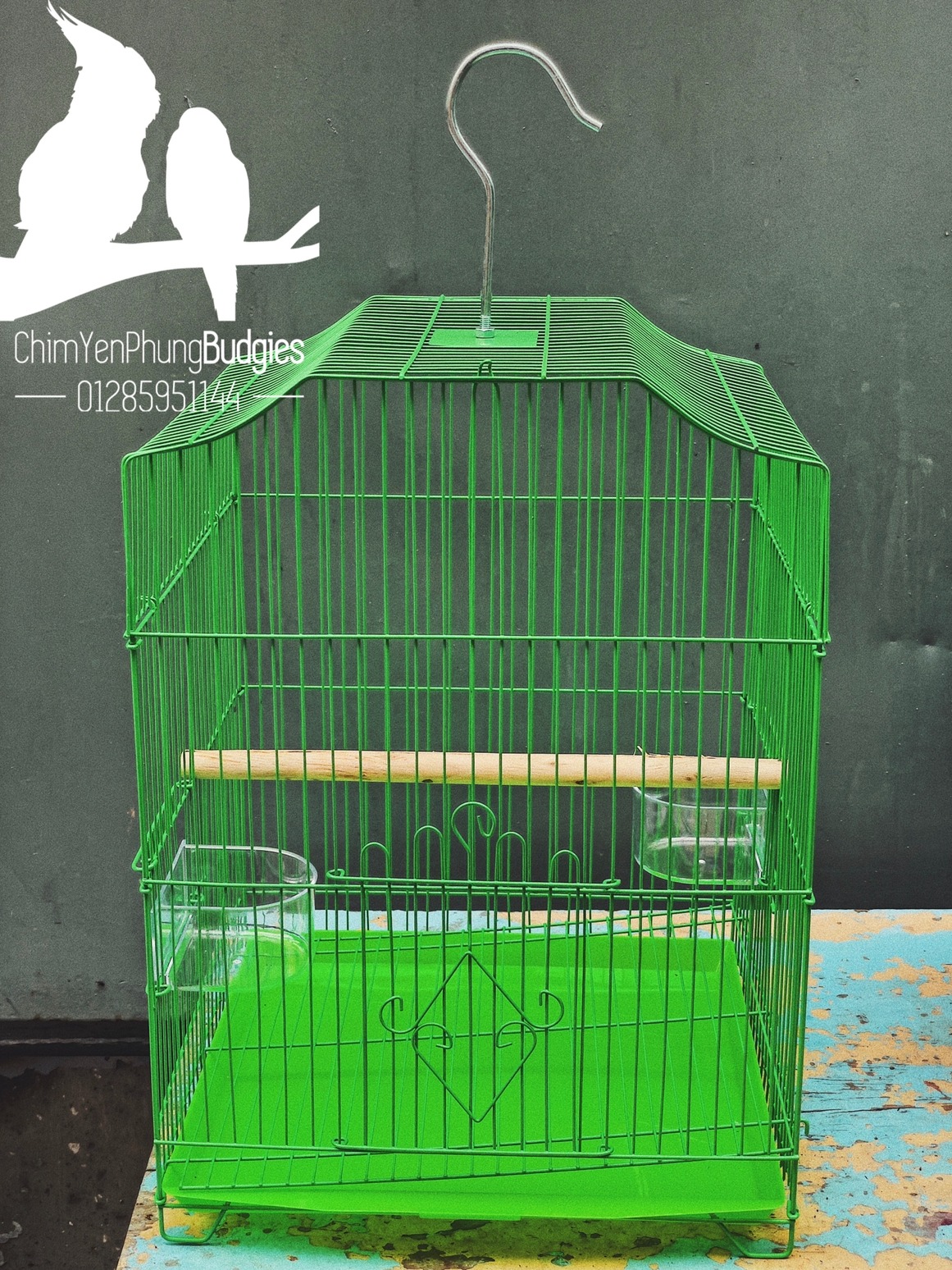 Lồng chim sơn tĩnh điện (đủ phụ kiện: Móc treo, cầu đứng, máng ăn) [Sg giao hoả tốc 2h] Lồng xi inox 402.