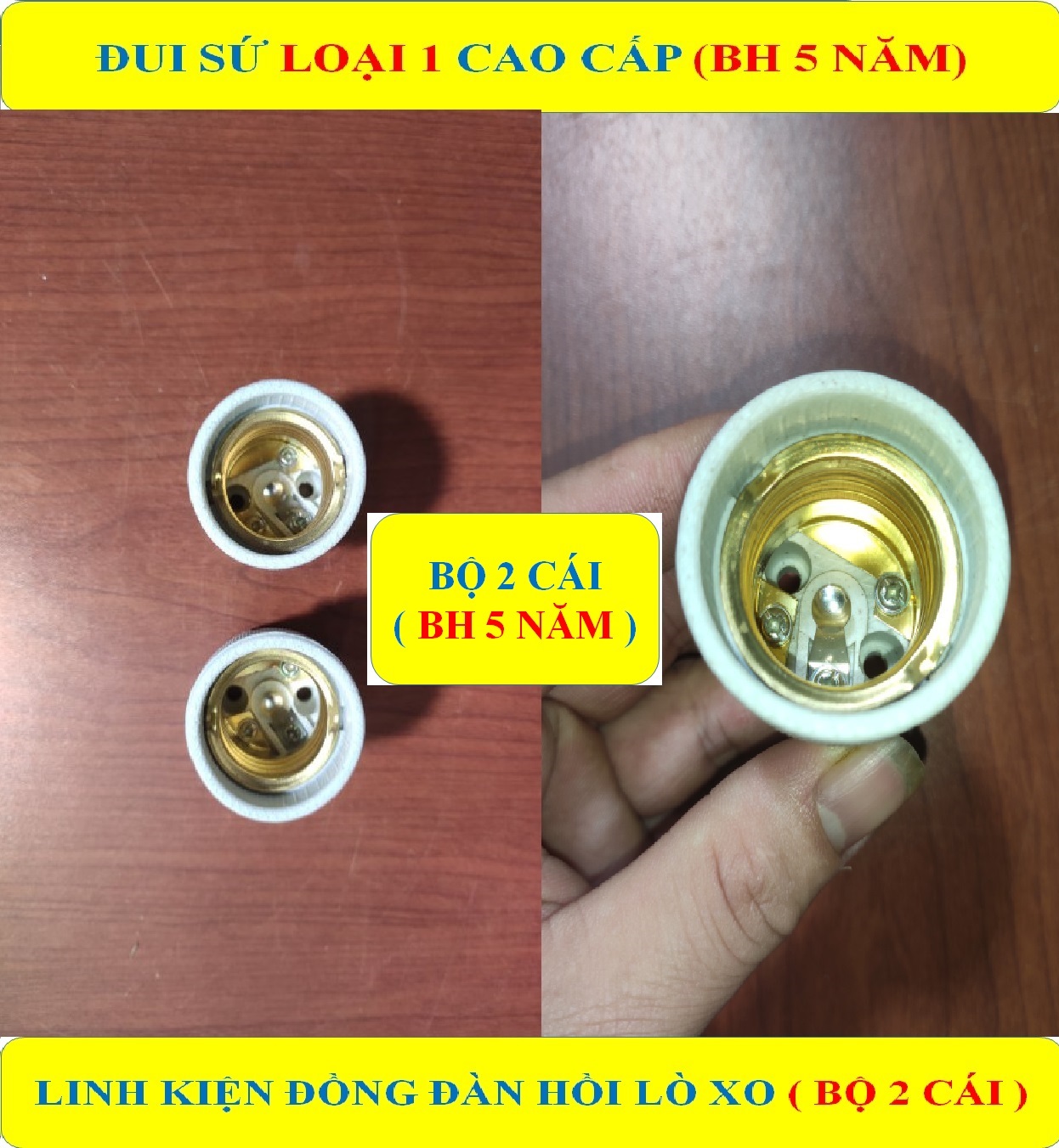 2 đui sứ, đui xoáy sứ loại 1 cao cấp đui e27 + bh 5 năm
