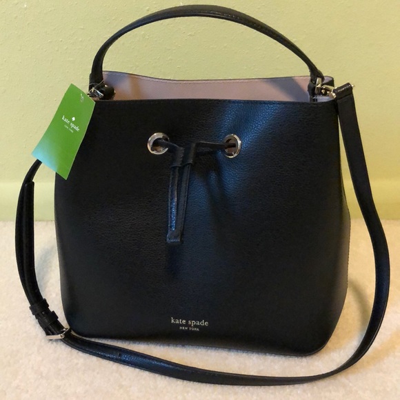 Túi đeo chéo nữ Kate Spade New York da eva màu đen size lớn 2020-Kate Spade  New York eva large bucket bag authentic 