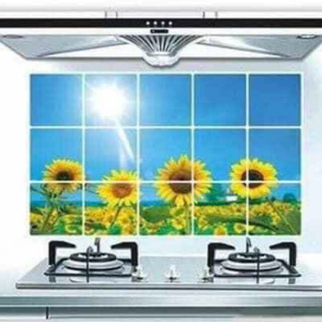 Tranh dán bếp chống dầu mỡ, Decal giấy dán tường nhiều kích thước,chất liệu cách nhiệt, chống thấm dầu mỡ, không thấm nước; chịu nhiệt tốt(hoa văn ngẫu nhiên)