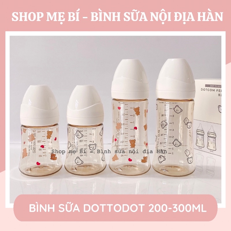 Bình sữa DotxGros Gấu - Gấu tim 200ml - 300ml