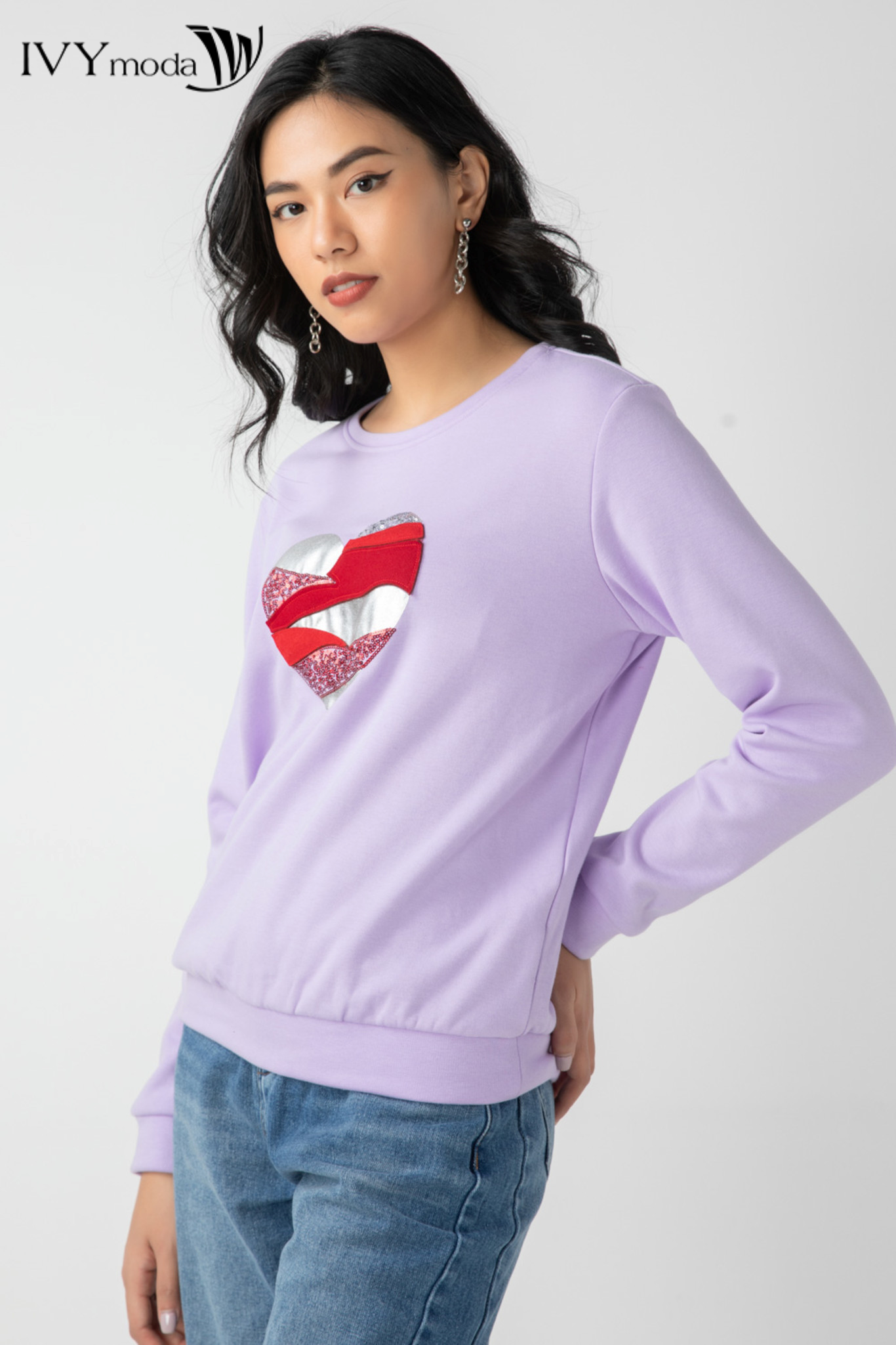 Áo sweater trái tim IVY moda MS 58B8815