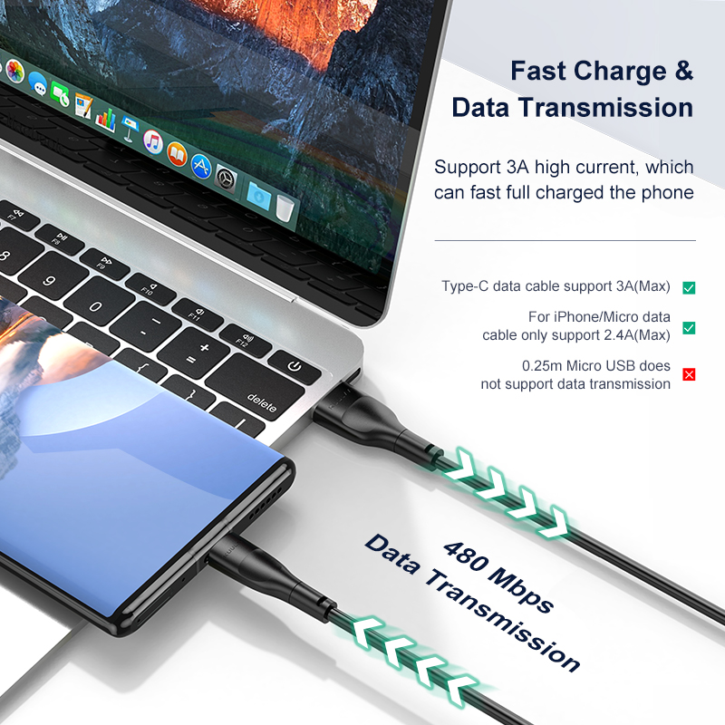 KUULAA Dây sạc Durable USB Cable Micro USB Cable Fast Charging Cable Android Mobile Phone Type C Cable Wire For Samsung Huawei Xiaomi Vivo Oppo Cord iPhone Lightning Cable for iPhone 14 13 12 11 Pro Max