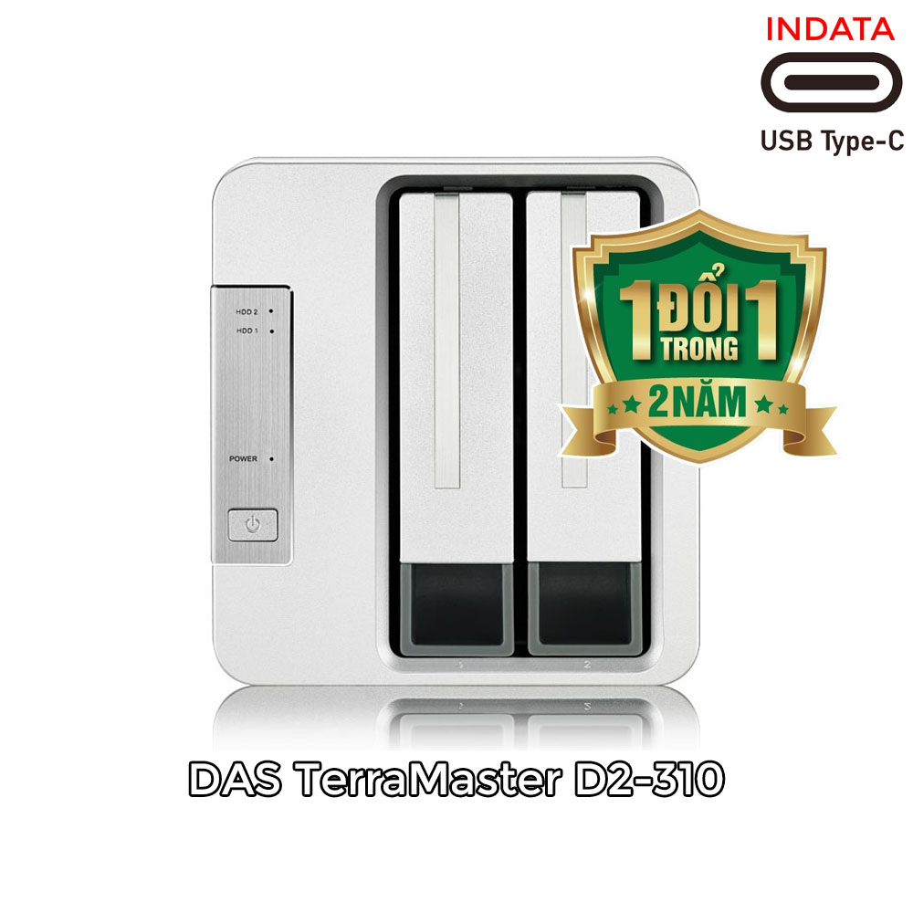 Bộ lưu trữ DAS TerraMaster D2-310 USB Type-C, 2 khay ổ cứng RAID