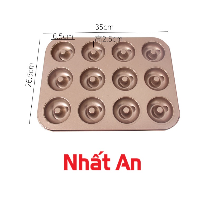 Khuôn donut chống dính tròn 12 bánh