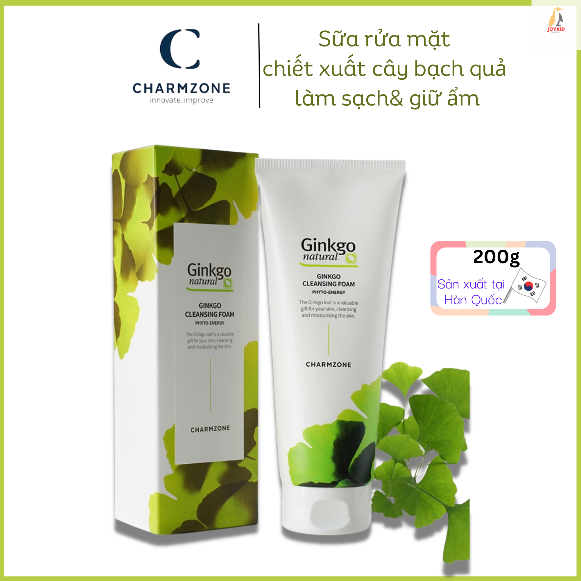 Sữa rửa mặt Ginkgo Cleansing Foam cây bạch quả làm sạch sâu, trắng sáng