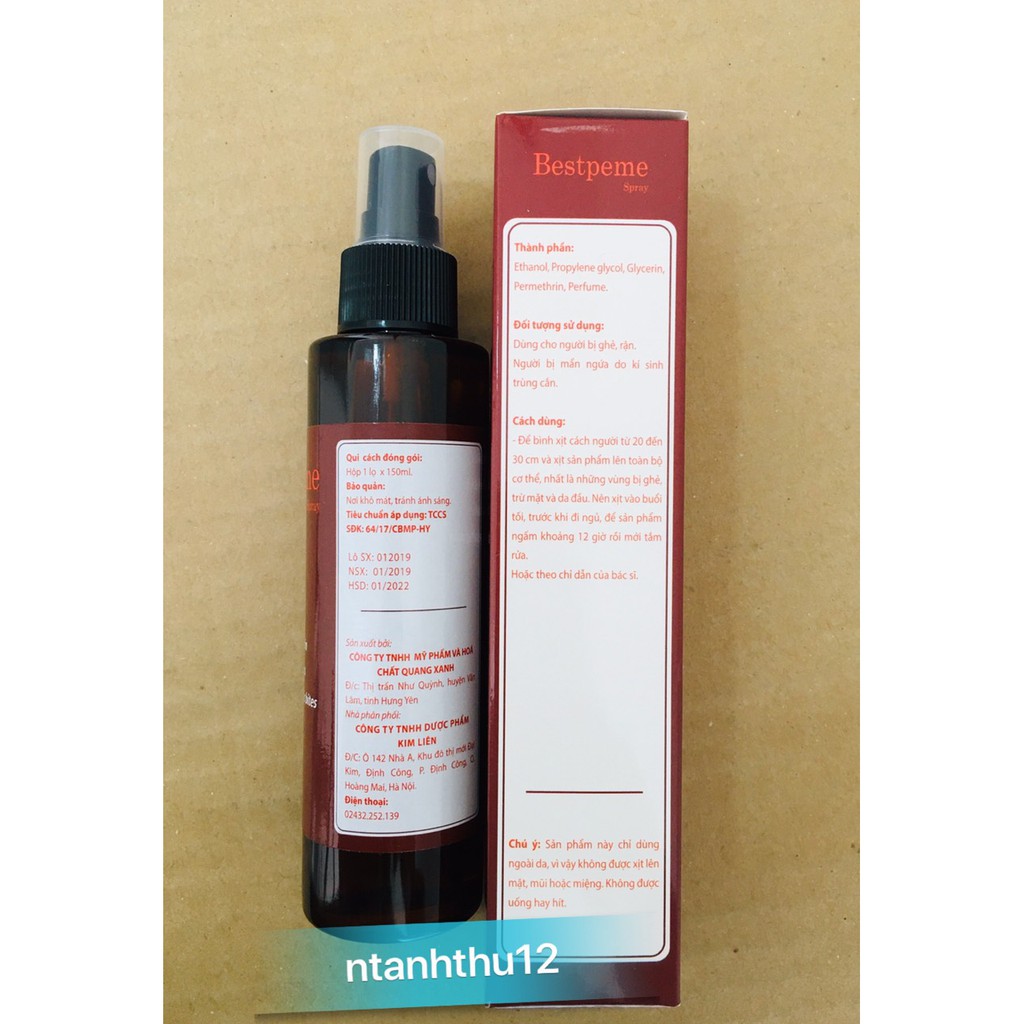 Dung dịch xịt ghẻ Bestpeme spray 150ml