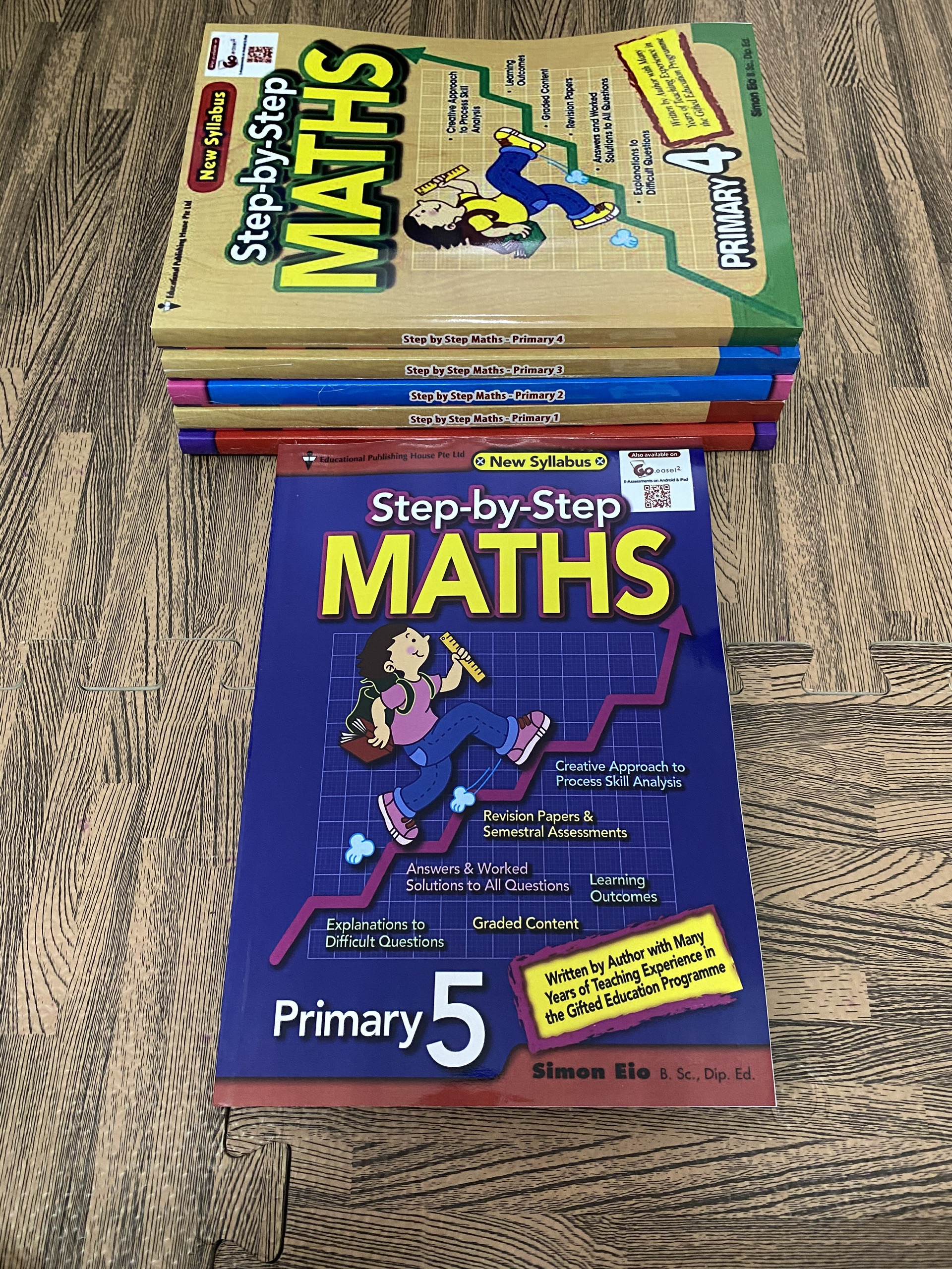 Bộ sách 6 quyển Step by step Maths Primary 1,2,3,4,5,6 - sách toán tiếng Anh tiểu học Singapore