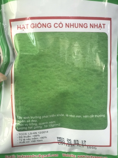 Hạt Giống Cỏ Nhung Nhật 100G