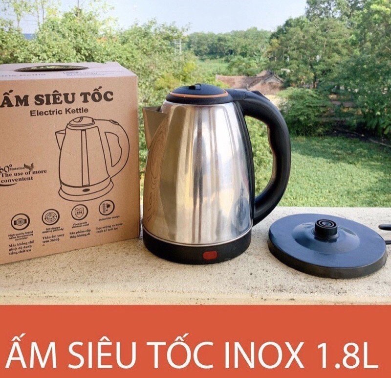 Ấm siêu tốc ELECTRIC KETTLE chất liệu INOX cao cấp 1,8L