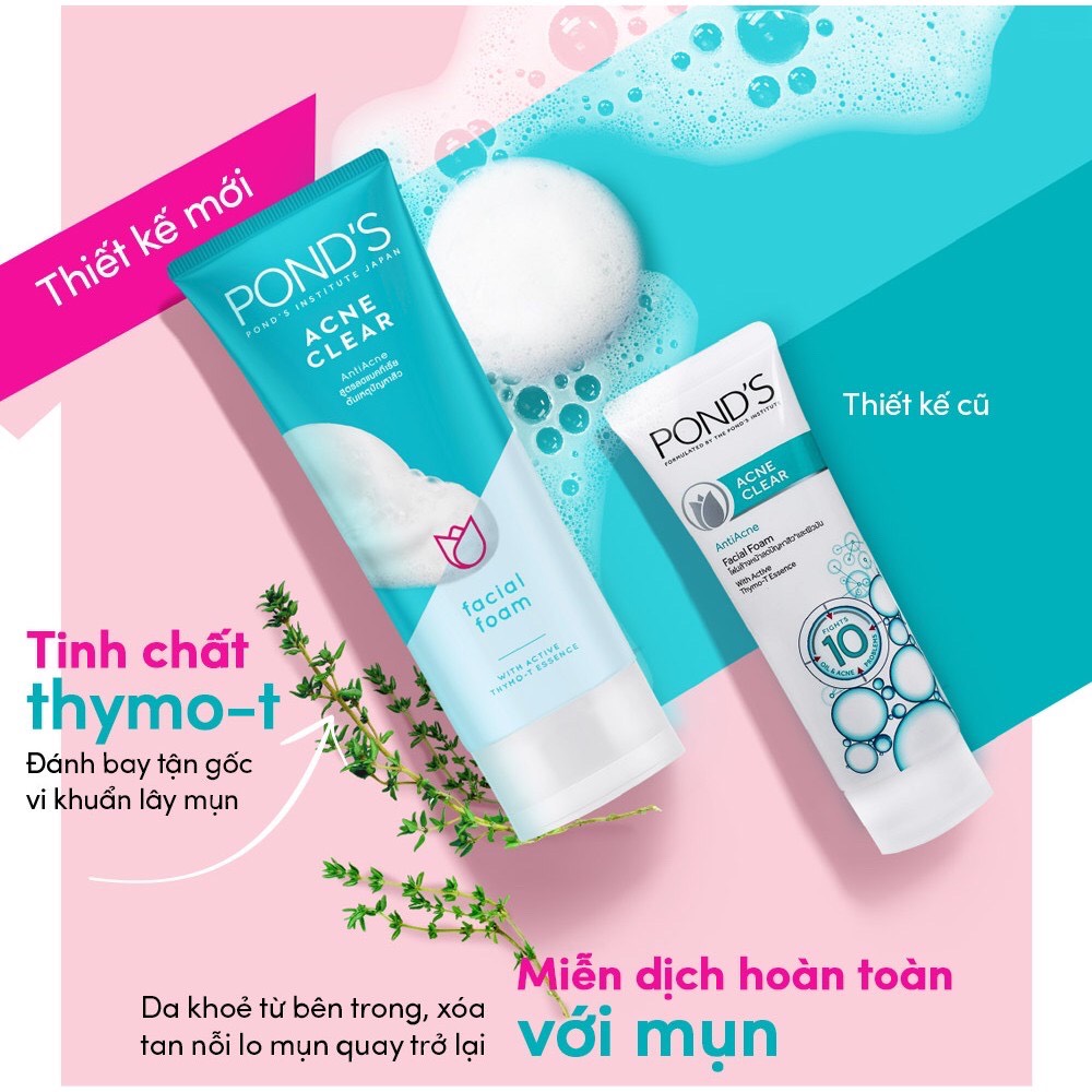 Sữa Rửa Mặt Ngừa Mụn Ponds Acne Clear (100g) mẫu mới