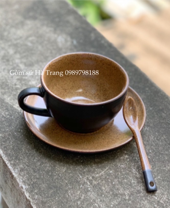 Set cốc đĩa capuchino gốm sứ Bát Tràng cao cấp