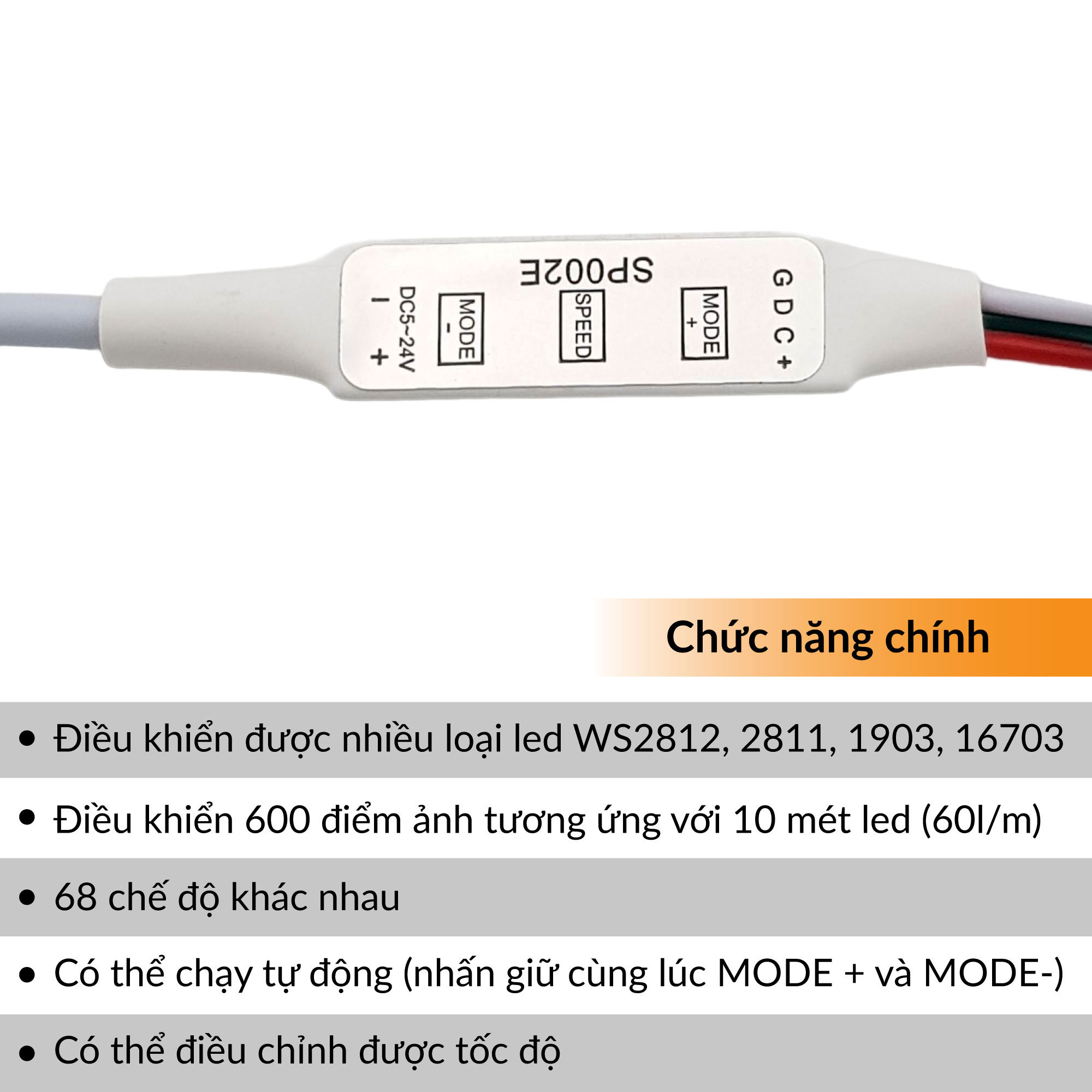 Mạch điều khiển Led WS2812 WS2811 3 nút SP002E