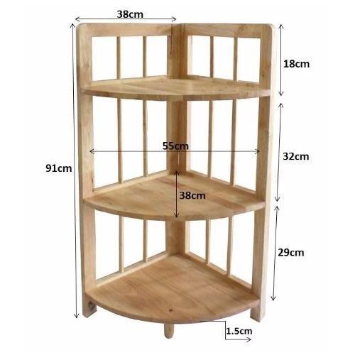 kệ góc 3 tầng bằng gỗ tự nhiên