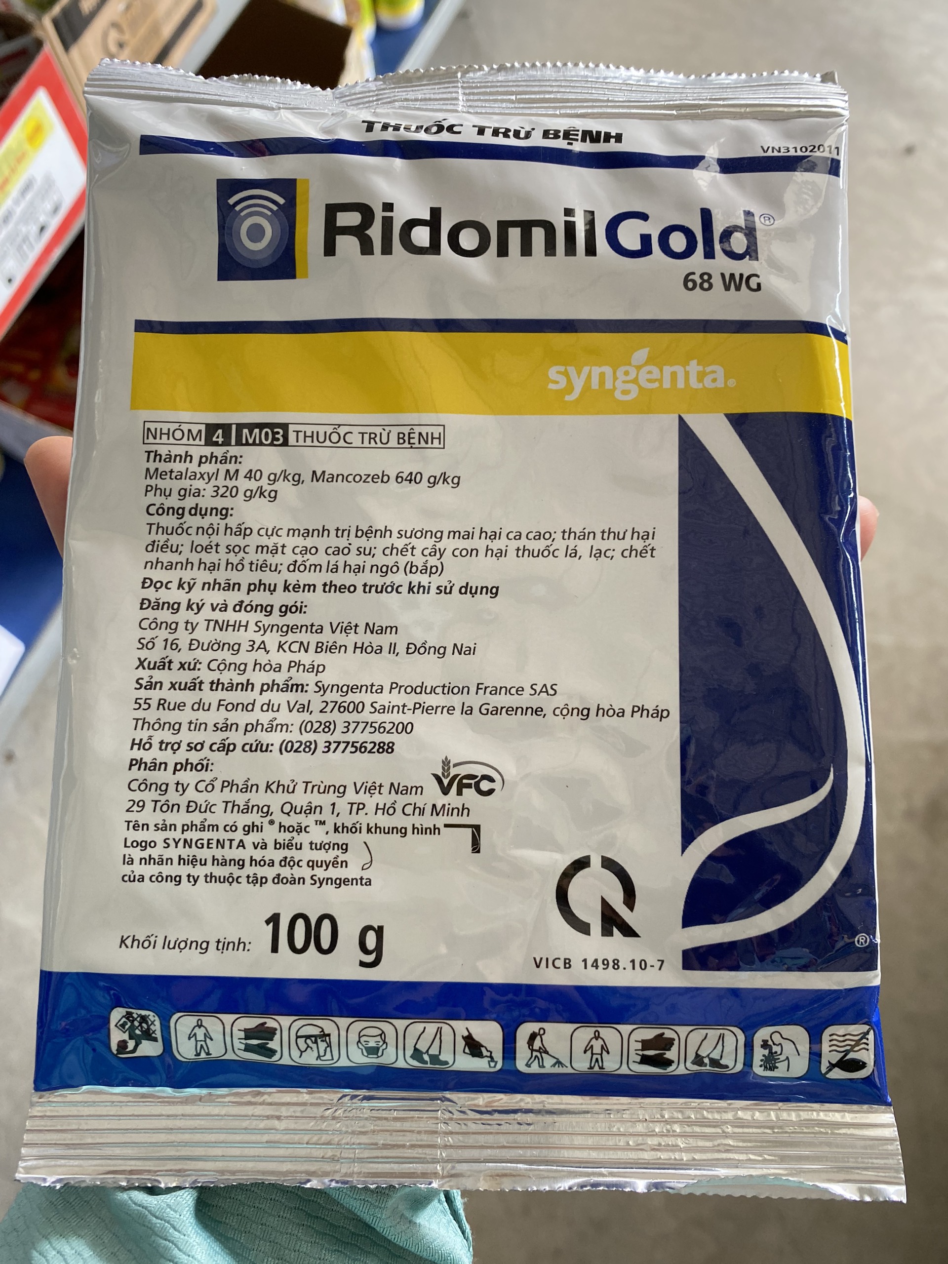 Thuốc trị nấm bệnh cây trồng RidomilGold 68WP (100g)