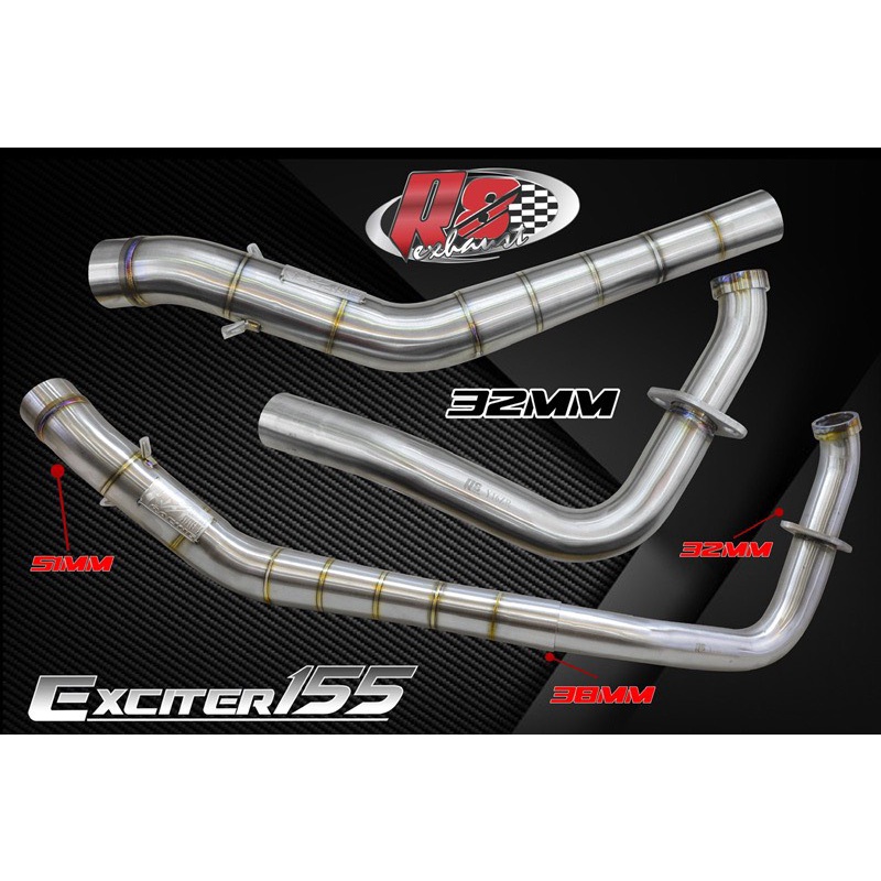 Cổ pô tăng r8 racing ex155 / y16zr inox304
