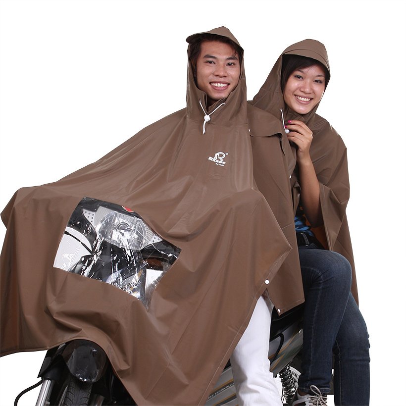 Áo mưa Rando poncho cổ rùa 2 nón có kiếng phủ đèn xe trong suốt, Độ trượt nước cao, bền bỉ.