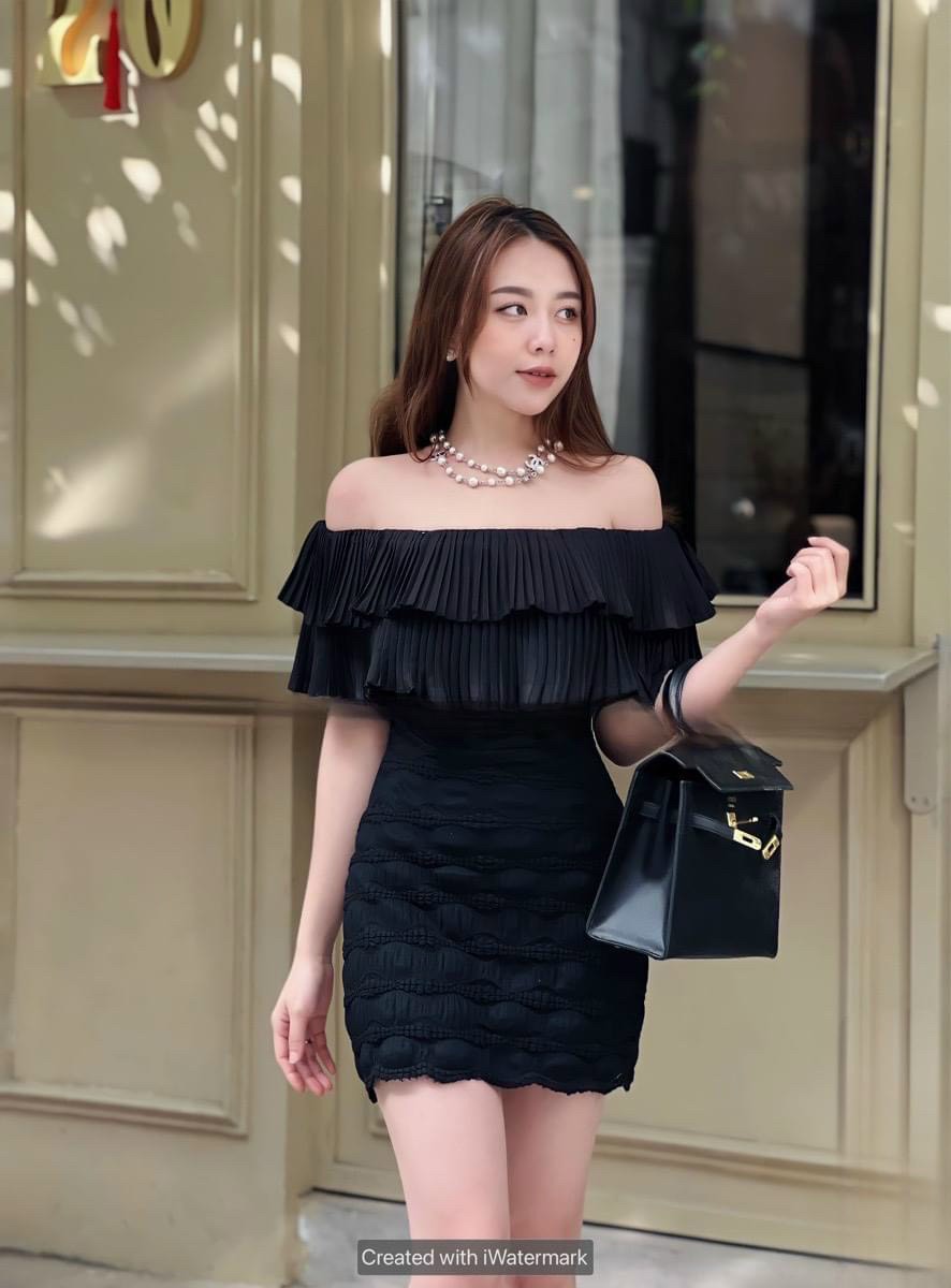 [Mẩu Mới] Đầm Xốp Phồng Cúp Ngực(Có Mút Ngực) Phối Bèo Dập Ly Hot Hit