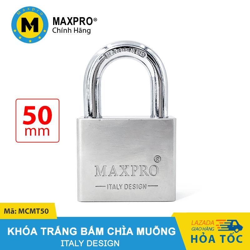 Ổ Khóa Trắng Bấm MAXPRO Càng Thường Chìa Muỗng 50mm - MCMT50