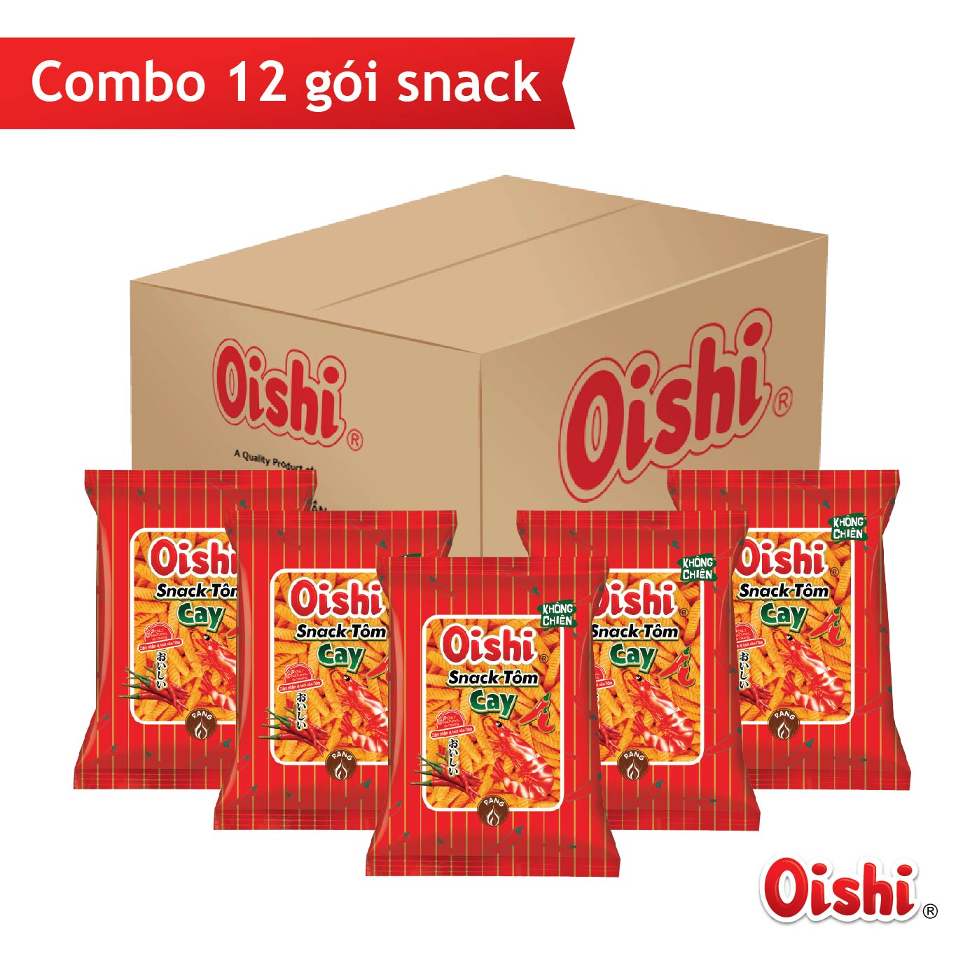 Combo 12 gói Oishi Snack Tôm Cay 75g gói