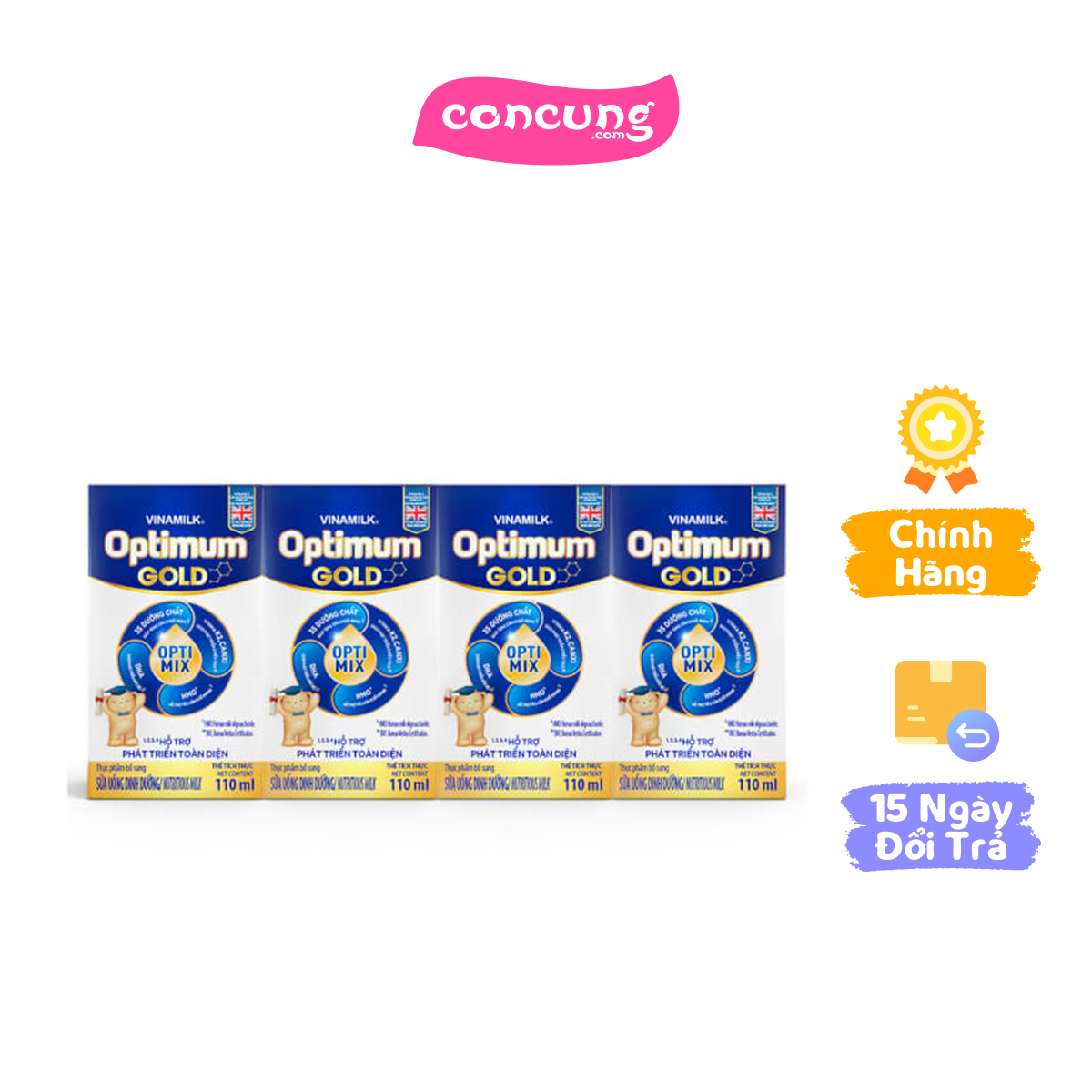Sữa uống dinh dưỡng Optimum Gold 110ml (Lốc 4 hộp)